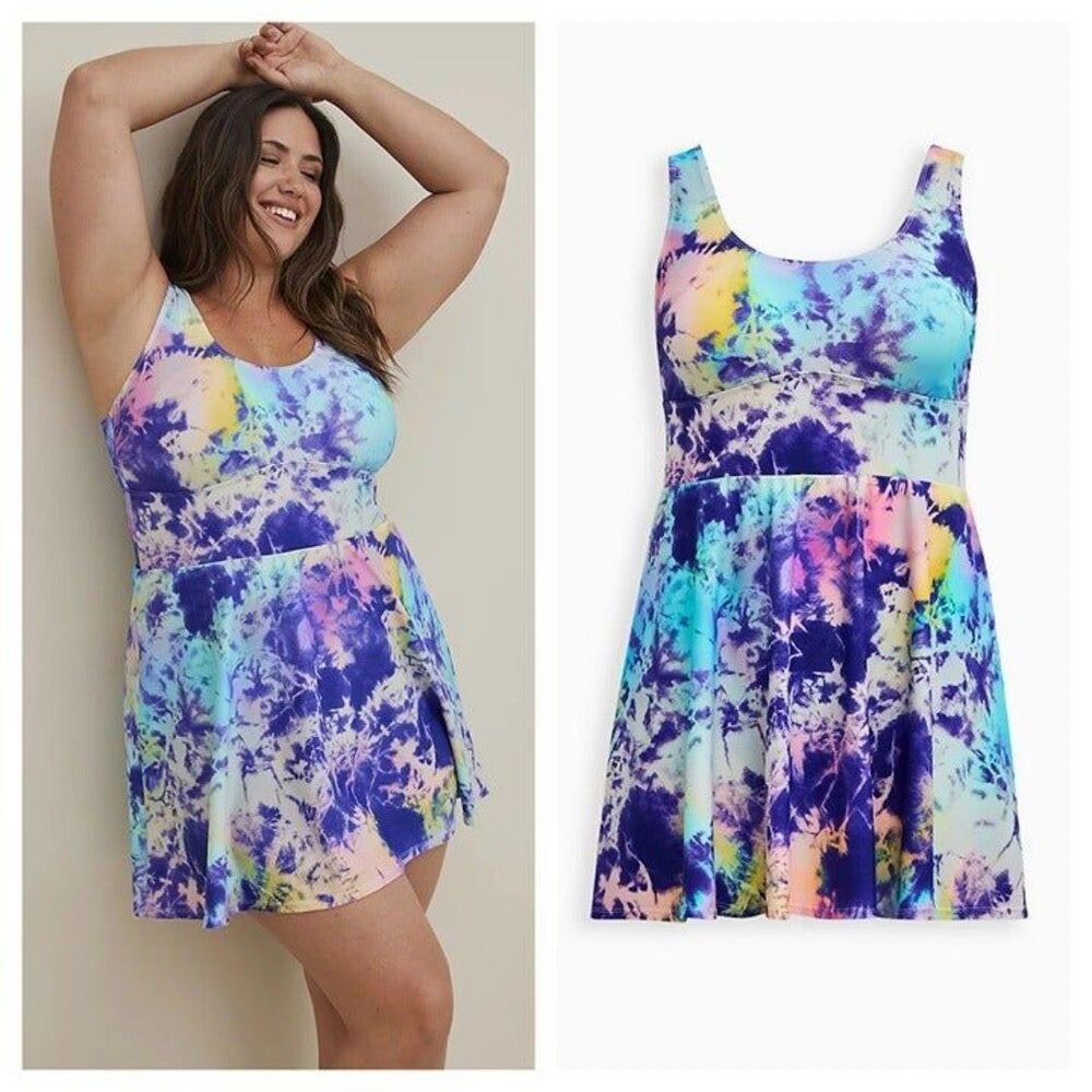 torrid Multicolor Tie-Dye One-Piece Swim Dress
